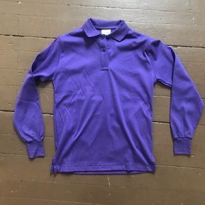 Vintage 90s preppy purple long sleeve Bean polo